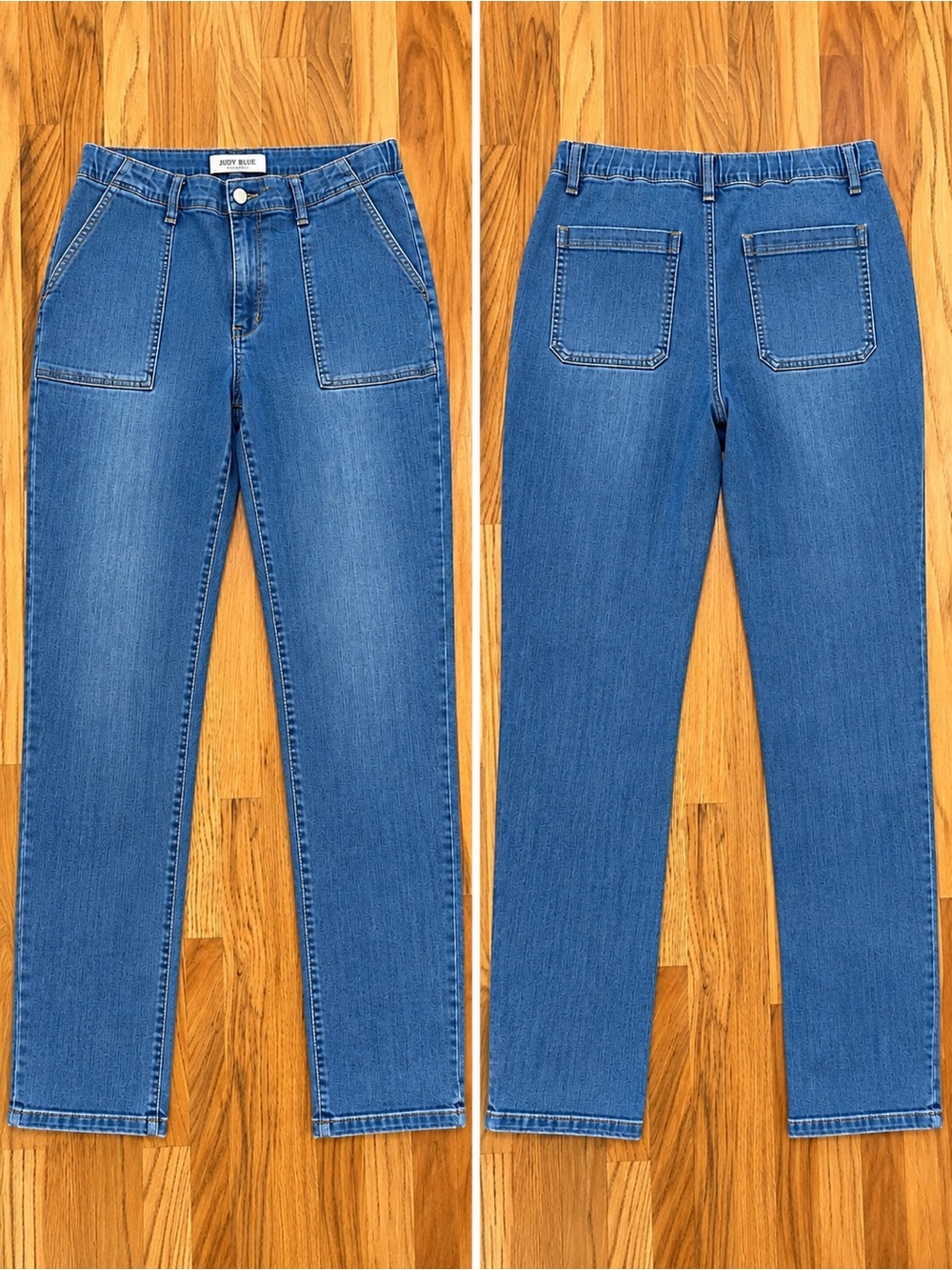 Judy Blue Square Front Pocket Skinny Jeans Medium Wash Stretch Denim Size 13/31